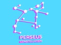 Perseus constellation 3d symbol. Constellation icon in isometric style on blue background. Cluster of stars and galaxies. Vector