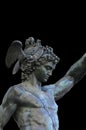 Perseus holding the head of Medusa on black background,Florence Royalty Free Stock Photo