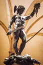 Perseus statue with the head of Medusa at night Royalty Free Stock Photo