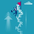 Perseverance concept. Landing page motivation. Businessman rises up Royalty Free Stock Photo