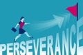 Perseverance concept. Landing page motivation. The businesswoman runs up. Royalty Free Stock Photo