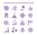Perseverance and Determination icon set. Flat vector illustration Royalty Free Stock Photo