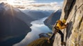 Perseverance on New Zealand\'s Majestic Peaks: A Climber\'s Journey Royalty Free Stock Photo