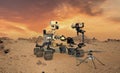 Perseverance - a planetary rover of the NASA Mars 2020 mission and Mars Helicopter, Ingenuity, the purpose of which is to explore Royalty Free Stock Photo