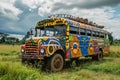 Persevering Black african student bus. Generate Ai