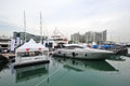 Pershing 64 yacht on display during Singapore Yacht Show at One Degree 15 Marina Club Sentosa Cove