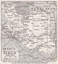 Vintage map of Persia 1930s.