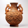 Persian Ancient Pottery Sculpture - Intricate Clay Vase With Elaborate Designs