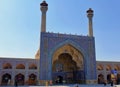 Persian architecture - blue long minarets of a mosque - Iran