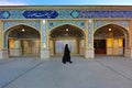 Persian architecture and local woman, Shiraz, Iran