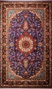 Persian carpet in red purple color with antique pattern on the floor top view Royalty Free Stock Photo