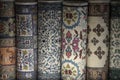 Persian carpets folded in rolls in Tunisia Royalty Free Stock Photo