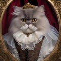 A Persian cat as a Victorian-era vampire, with a frilly collar and a velvet cape2