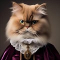 A Persian cat as a Victorian-era vampire, with a frilly collar and a velvet cape5