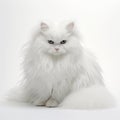 Fuzzy White Cat: A Glamorous Portrait In Soft Mist