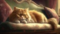 Persian cat lying on a sofa in a classic interior.