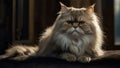 Persian cat lying on the window sill and looking at the camera