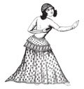 A Persian dancer, after a Persian miniature vintage engraving