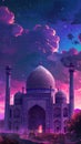 Persian Empire at dusk vibrant violet skies a moment frozen in time Royalty Free Stock Photo