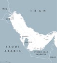 Persian Gulf region political map blue gray