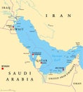 Persian Gulf region political map Royalty Free Stock Photo