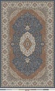 Persian carpet design edited in blue beige and dark gold colors