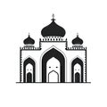 Persian Temple Icon, Asia Palace Isolated, Ancient Mosque Silhouette, Historical Persian Castle Minimal