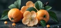 persimmon closeup on black background