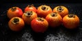 persimmon drops water, ripe persimmons Royalty Free Stock Photo