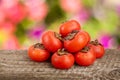 Persimmon fruit on wooden table with blurred garden background Royalty Free Stock Photo