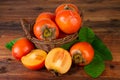 Persimmon fruits in a basket