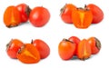 Persimmon isolated on white background. Set or collection Royalty Free Stock Photo