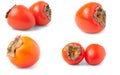 Persimmon isolated on white background. Set or collection Royalty Free Stock Photo