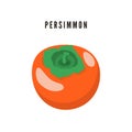 Persimmon. Japanese exotic dessert. Cartoon fruit. Vector