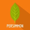 Persimmon leaf icon, flat style Royalty Free Stock Photo