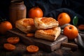 Persimmon puff pastry pies. Generate ai