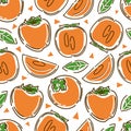 Persimmon seamless pattern. Hand drawn abstract background. Vector