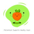 Persimmon Supports Healthy Vision. Vector Illustration about the Benefits of Persimmon. Kawaii style. Flat design