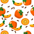 Persimmon vector pattern. In flat style illustration Royalty Free Stock Photo