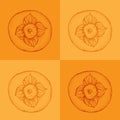 Persimmon vector pattern. Hand drawn object with Persimmon on orange background. Fruit sketch style illustration Royalty Free Stock Photo