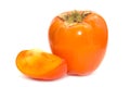 Persimmon whole and slice Royalty Free Stock Photo