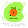 Persimmons are Delicious and Easy to Add to Your Diet. Vector Illustration about the Benefits of Persimmon. Kawaii style