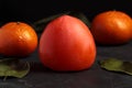 Persimon fruit, kaki isolated. Sweet exotic fuyu Royalty Free Stock Photo