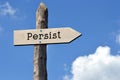 Persist - wooden signpost with one arrow Royalty Free Stock Photo