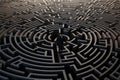 Persistent Man stuck in the middle of maze. Generate ai