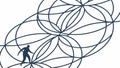Person within an abstract network, symbolizing digital connection and complexity. vector design Generative AI Royalty Free Stock Photo