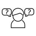 Person ambiguity icon outline vector. Business online choice