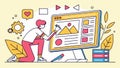 Person Analyzing Pie Charts on Screen, Data Visualization, vector design Generative AI Royalty Free Stock Photo