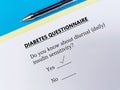 Questionnaire about diabetes