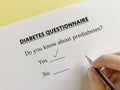 Questionnaire about diabetes